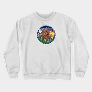 Sunrise Garden with a Ruby Cavalier King Charles Spaniel Crewneck Sweatshirt